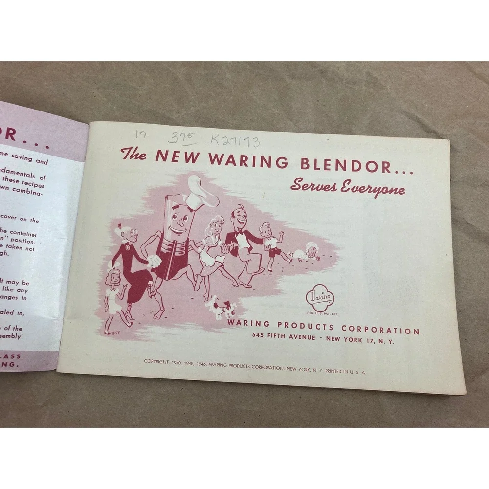 340 Waring Blender Recipes Cookbook/Booklet